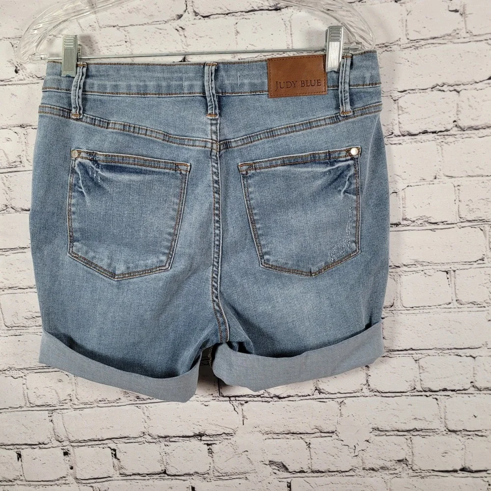 Judy Blue Denim Shorts Womens Large Blue Excellent Sorbtek Stretch JB150205 MD